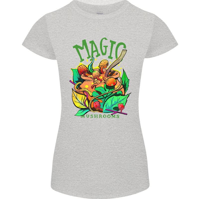 Magic Mushrooms Drugs LSD Acid Trip Womens Petite Cut T-Shirt Sports Grey