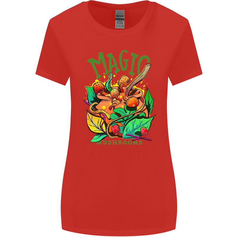 Magic Mushrooms Drugs LSD Acid Trip Womens Wider Cut T-Shirt Red