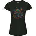 Magic Mushrooms Trippy Alien Octopus Cthulhu Womens Petite Cut T-Shirt Black