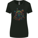 Magic Mushrooms Trippy Alien Octopus Cthulhu Womens Wider Cut T-Shirt Black