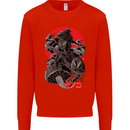 Magic Mushrooms Weed Japanese Alien Kids Sweatshirt Jumper Bright Red