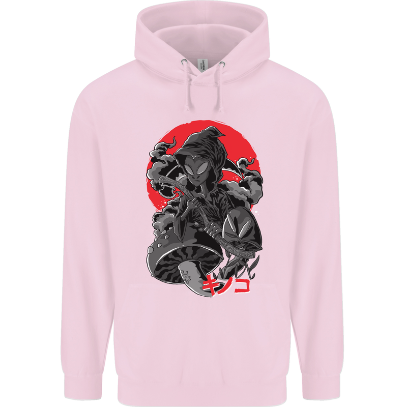 Magic Mushrooms Weed Japanese Alien Mens 80% Cotton Hoodie Light Pink