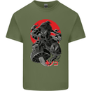 Magic Mushrooms Weed Japanese Alien Mens Cotton T-Shirt Tee Top Military Green