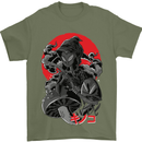 Magic Mushrooms Weed Japanese Alien Mens T-Shirt Cotton Gildan Military Green