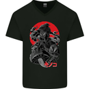 Magic Mushrooms Weed Japanese Alien Mens V-Neck Cotton T-Shirt Black