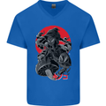 Magic Mushrooms Weed Japanese Alien Mens V-Neck Cotton T-Shirt Royal Blue