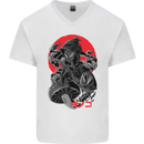 Magic Mushrooms Weed Japanese Alien Mens V-Neck Cotton T-Shirt White