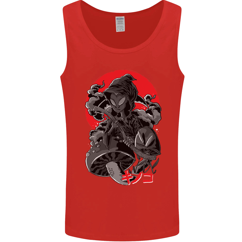 Magic Mushrooms Weed Japanese Alien Mens Vest Tank Top Red
