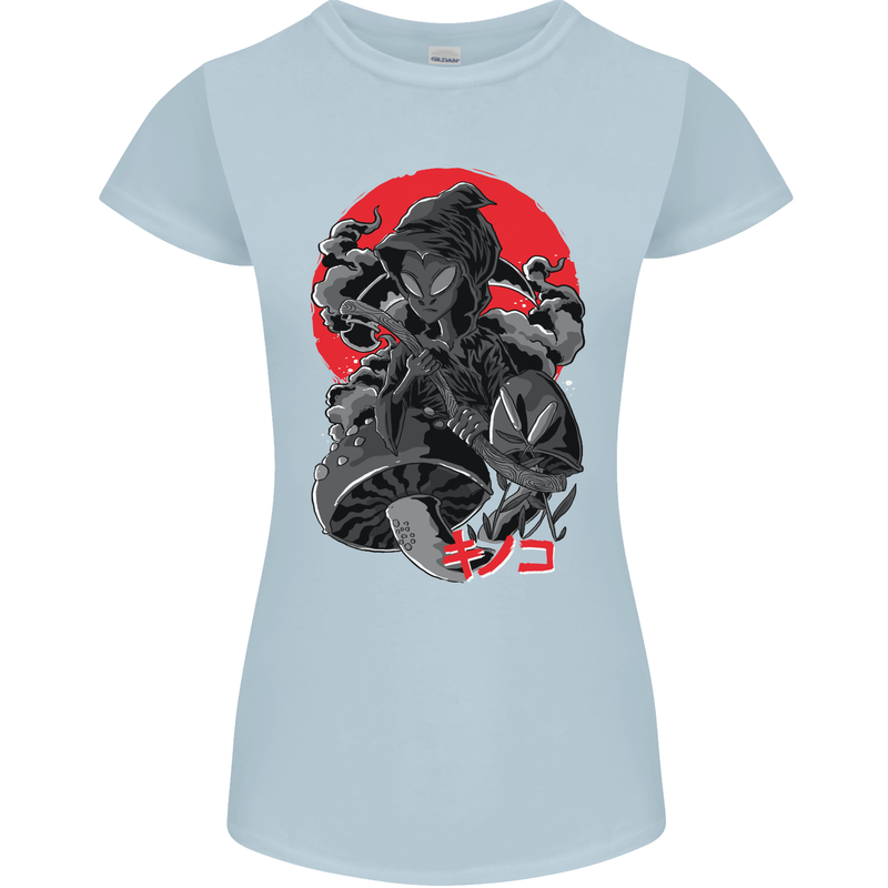Magic Mushrooms Weed Japanese Alien Womens Petite Cut T-Shirt Light Blue