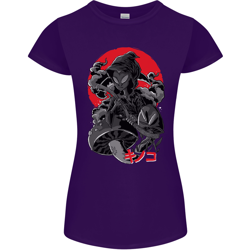 Magic Mushrooms Weed Japanese Alien Womens Petite Cut T-Shirt Purple