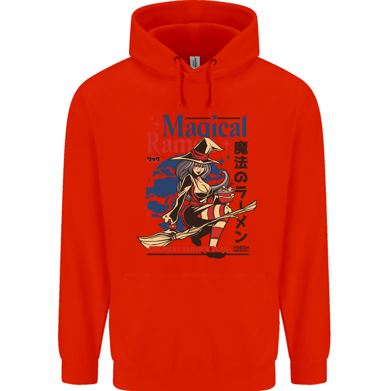 Magical Ramen Noodles Witch Halloween Mens 80% Cotton Hoodie Bright Red