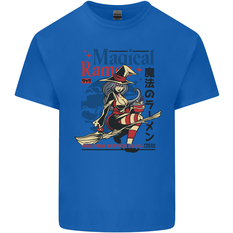 Magical Ramen Noodles Witch Halloween Mens Cotton T-Shirt Tee Top Royal Blue
