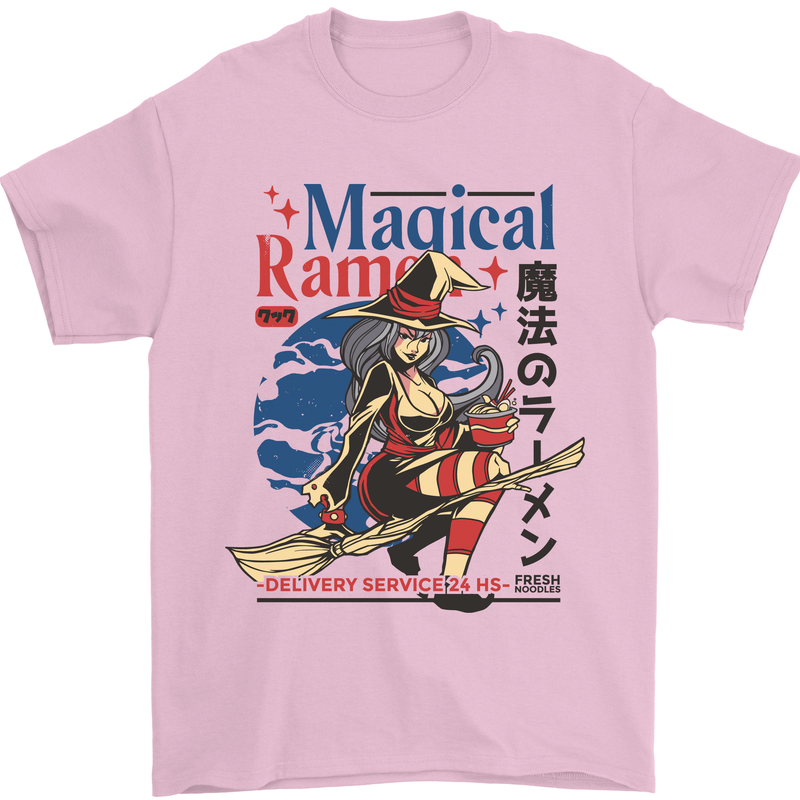Magical Ramen Noodles Witch Halloween Mens T-Shirt Cotton Gildan Light Pink