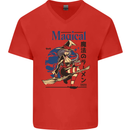 Magical Ramen Noodles Witch Halloween Mens V-Neck Cotton T-Shirt Red
