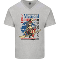 Magical Ramen Noodles Witch Halloween Mens V-Neck Cotton T-Shirt Sports Grey