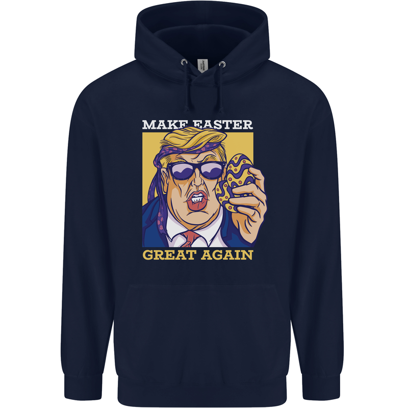 Make Easter Great Again Funny Donald Trump Childrens Kids Hoodie Navy Blue