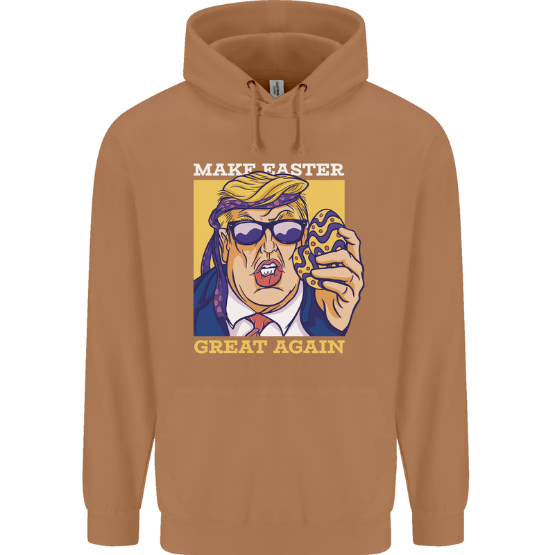 Make Easter Great Again Funny Donald Trump Mens 80% Cotton Hoodie Caramel Latte