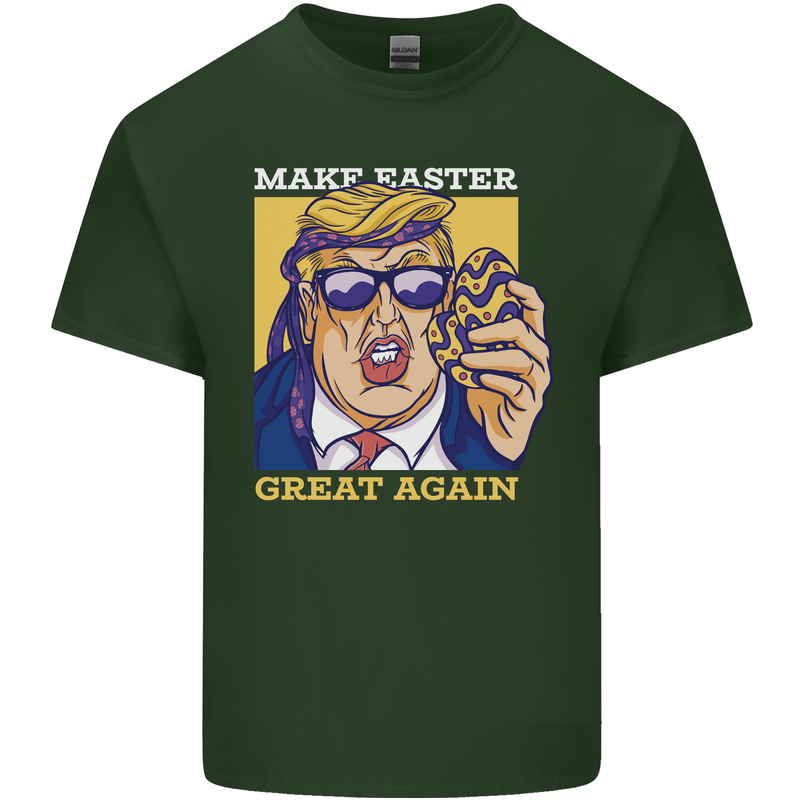 Make Easter Great Again Funny Donald Trump Mens Cotton T-Shirt Tee Top Forest Green