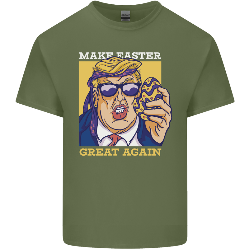 Make Easter Great Again Funny Donald Trump Mens Cotton T-Shirt Tee Top Military Green