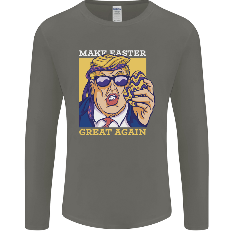 Make Easter Great Again Funny Donald Trump Mens Long Sleeve T-Shirt Charcoal