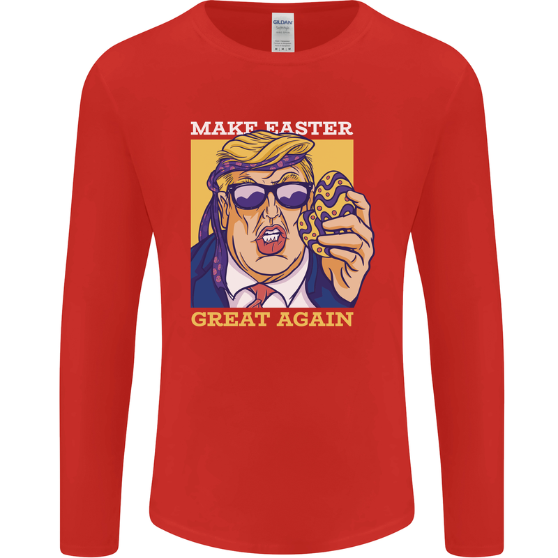 Make Easter Great Again Funny Donald Trump Mens Long Sleeve T-Shirt Red
