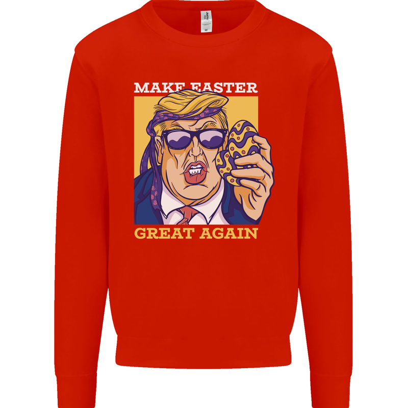 Make Easter Great Again Funny Donald Trump Mens Sweatshirt Jumper Bright Red