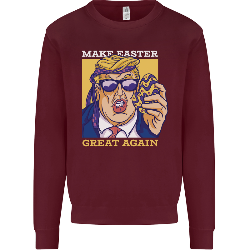 Make Easter Great Again Funny Donald Trump Mens Sweatshirt Jumper Maroon