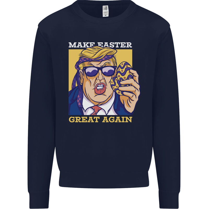 Make Easter Great Again Funny Donald Trump Mens Sweatshirt Jumper Navy Blue