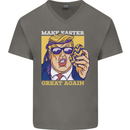 Make Easter Great Again Funny Donald Trump Mens V-Neck Cotton T-Shirt Charcoal