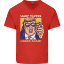 Make Easter Great Again Funny Donald Trump Mens V-Neck Cotton T-Shirt Red