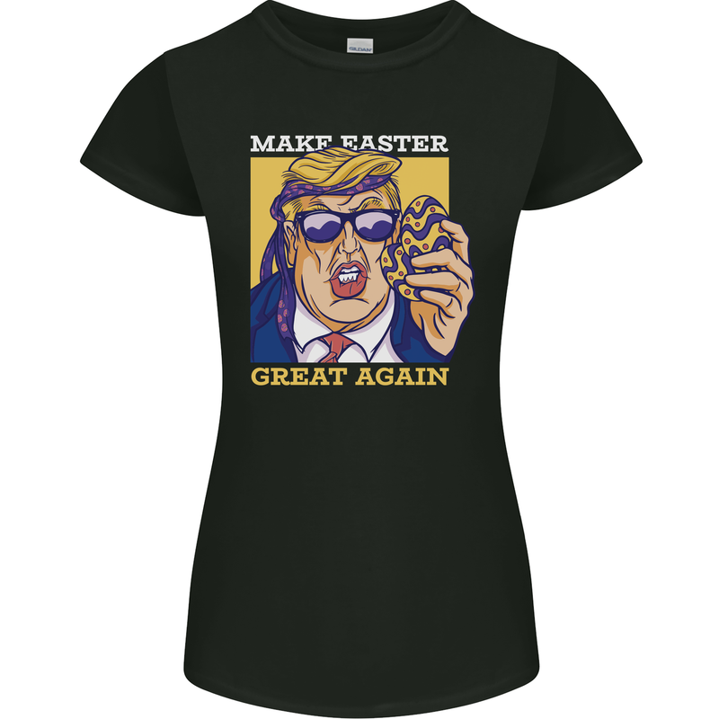 Make Easter Great Again Funny Donald Trump Womens Petite Cut T-Shirt Black