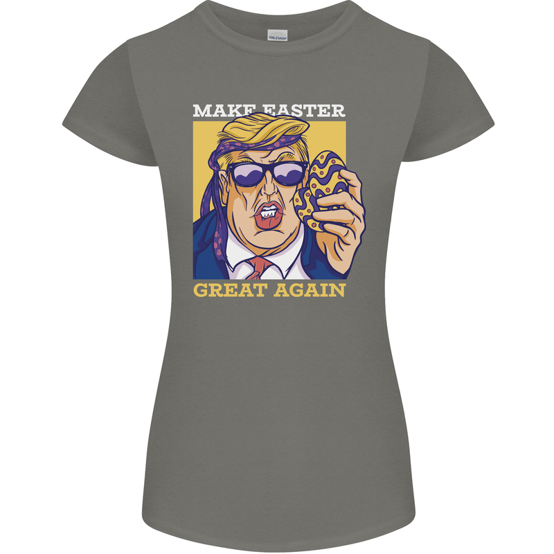 Make Easter Great Again Funny Donald Trump Womens Petite Cut T-Shirt Charcoal