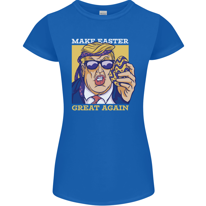 Make Easter Great Again Funny Donald Trump Womens Petite Cut T-Shirt Royal Blue