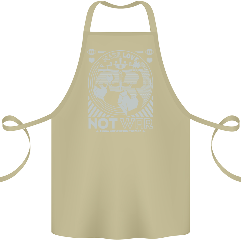Make Love Not War World Peace Anti Cotton Apron 100% Organic Khaki