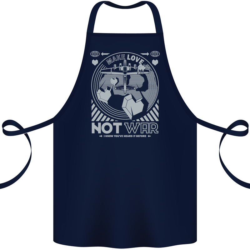 Make Love Not War World Peace Anti Cotton Apron 100% Organic Navy Blue