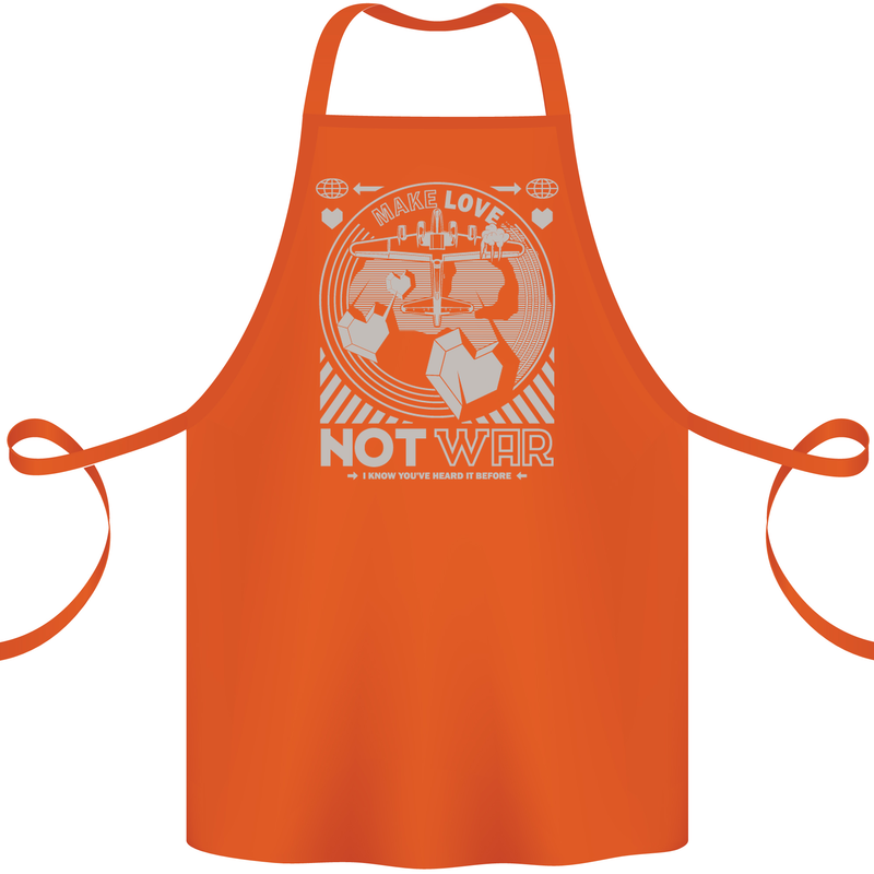 Make Love Not War World Peace Anti Cotton Apron 100% Organic Orange
