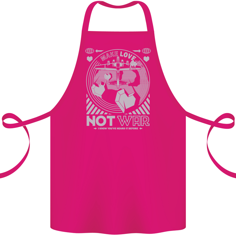 Make Love Not War World Peace Anti Cotton Apron 100% Organic Pink
