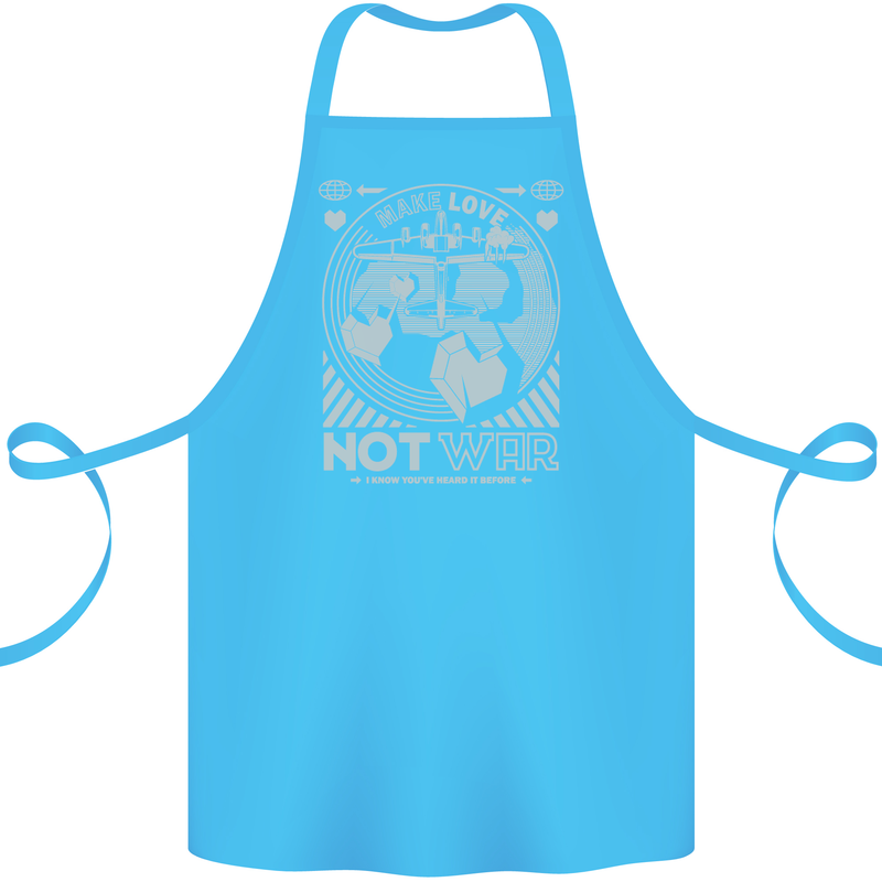 Make Love Not War World Peace Anti Cotton Apron 100% Organic Turquoise
