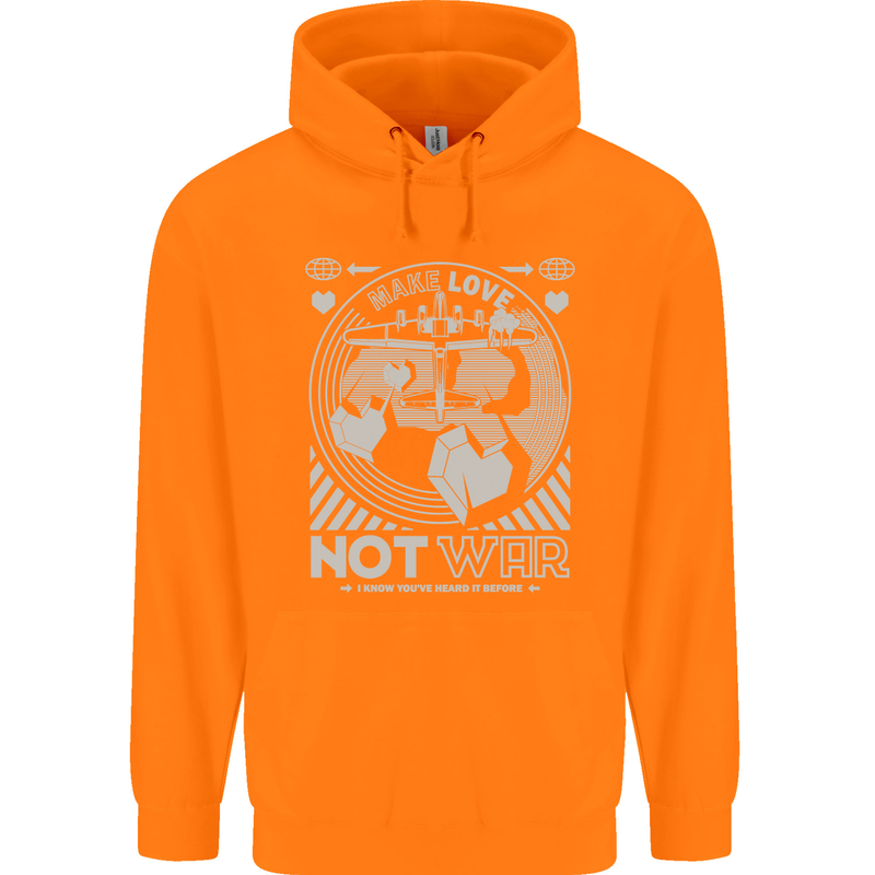 Make Love Not War World Peace Anti Mens 80% Cotton Hoodie Orange