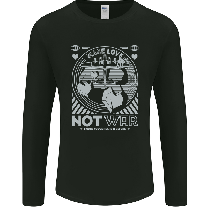 Make Love Not War World Peace Anti Mens Long Sleeve T-Shirt Black