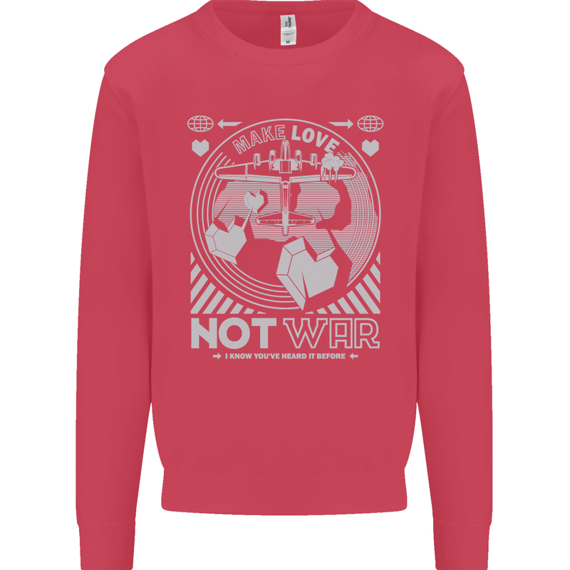 Make Love Not War World Peace Anti Mens Sweatshirt Jumper Heliconia