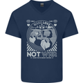 Make Love Not War World Peace Anti Mens V-Neck Cotton T-Shirt Navy Blue