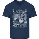 Make Love Not War World Peace Anti Mens V-Neck Cotton T-Shirt Navy Blue