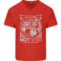 Make Love Not War World Peace Anti Mens V-Neck Cotton T-Shirt Red