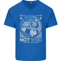Make Love Not War World Peace Anti Mens V-Neck Cotton T-Shirt Royal Blue