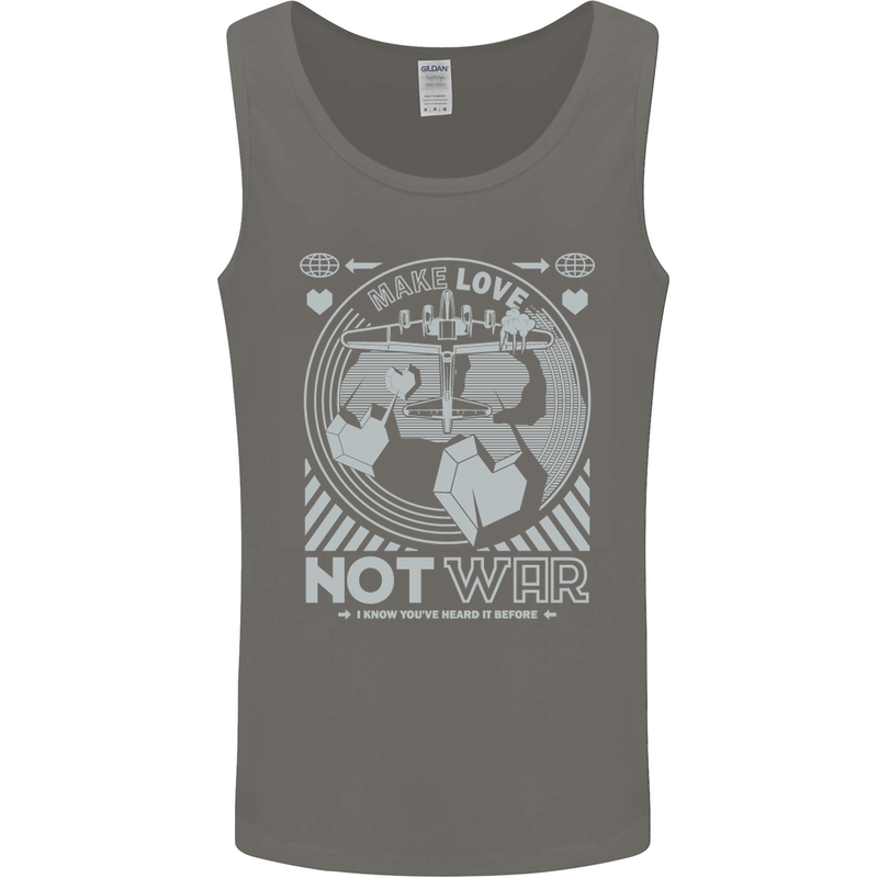 Make Love Not War World Peace Anti Mens Vest Tank Top Charcoal