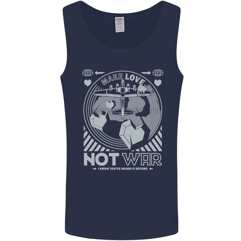 Make Love Not War World Peace Anti Mens Vest Tank Top Navy Blue