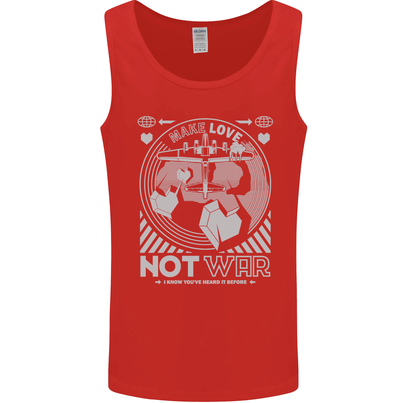 Make Love Not War World Peace Anti Mens Vest Tank Top Red