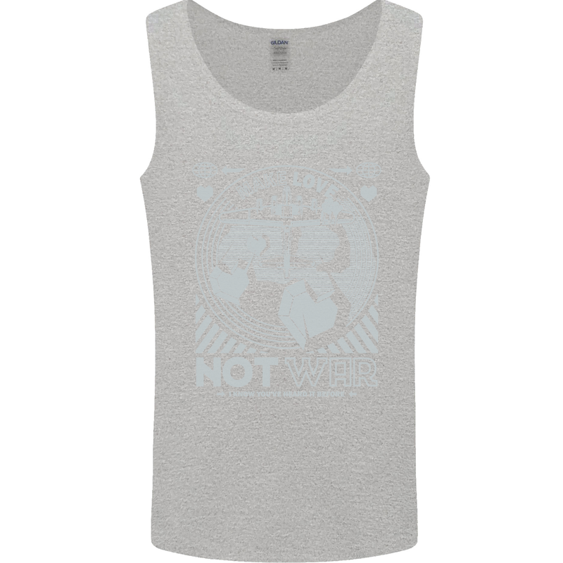 Make Love Not War World Peace Anti Mens Vest Tank Top Sports Grey