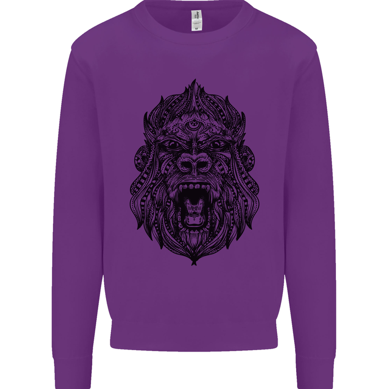 Mandala Art Ape Kids Sweatshirt Jumper Purple